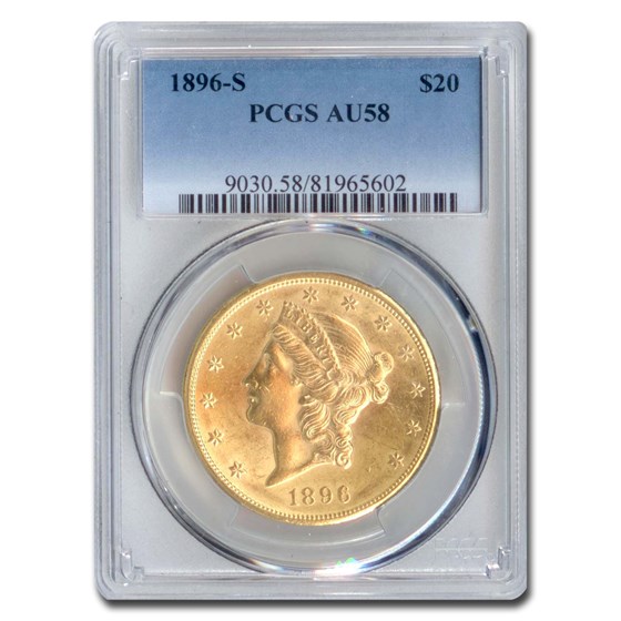 1896-S $20 Liberty Gold Double Eagle AU-58 PCGS 1896-S $20 Liberty Gold Double Eagle AU-58 PCGS